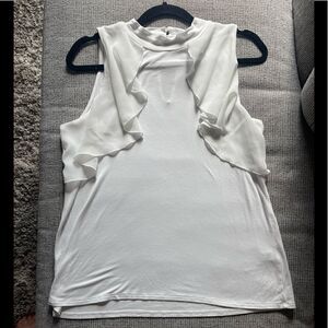 Cable and Gauge Petite sleeveless top, white, size large petite.